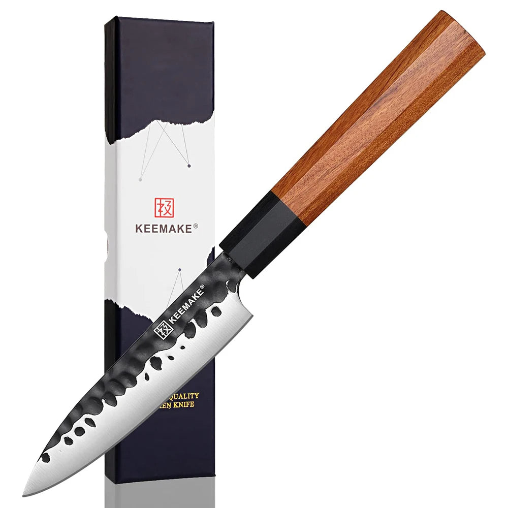 KEEMAKE 4.5" Utility Paring Knife – Japanese Style Fruit Peeler & Vegetable Cutter, High Carbon Stainless Steel Kitchen Knife