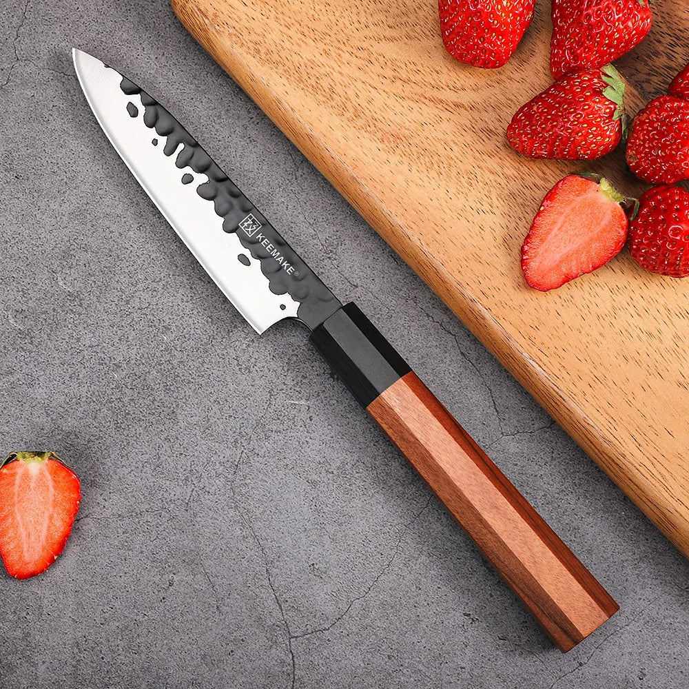 KEEMAKE 4.5" Utility Paring Knife – Japanese Style Fruit Peeler & Vegetable Cutter, High Carbon Stainless Steel Kitchen Knife
