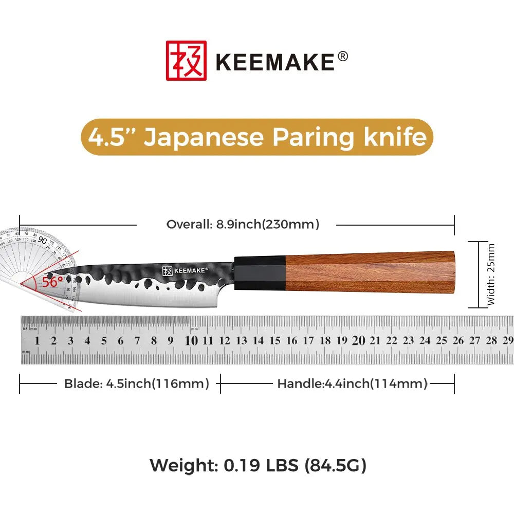 KEEMAKE 4.5" Utility Paring Knife – Japanese Style Fruit Peeler & Vegetable Cutter, High Carbon Stainless Steel Kitchen Knife