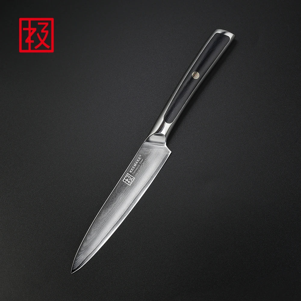 Knife with a black handle on a dark gray background