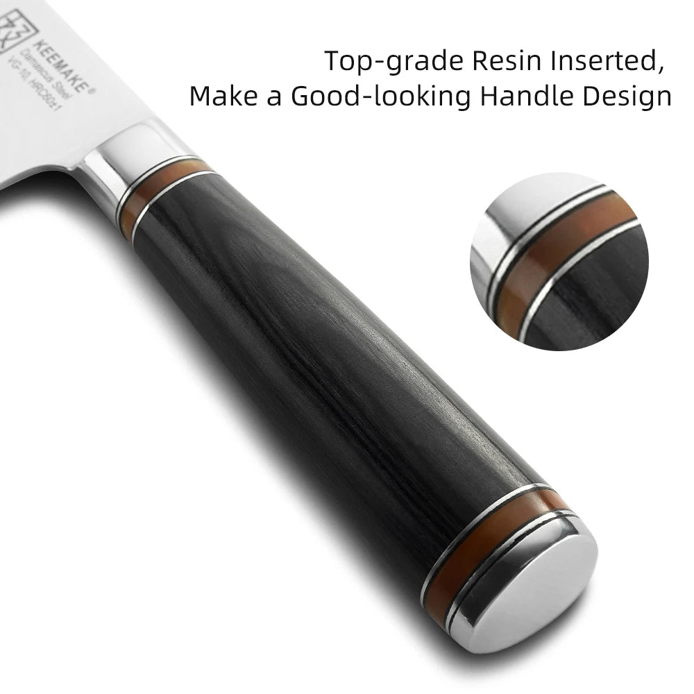 Knife handle with top-grade resin insert on a white background