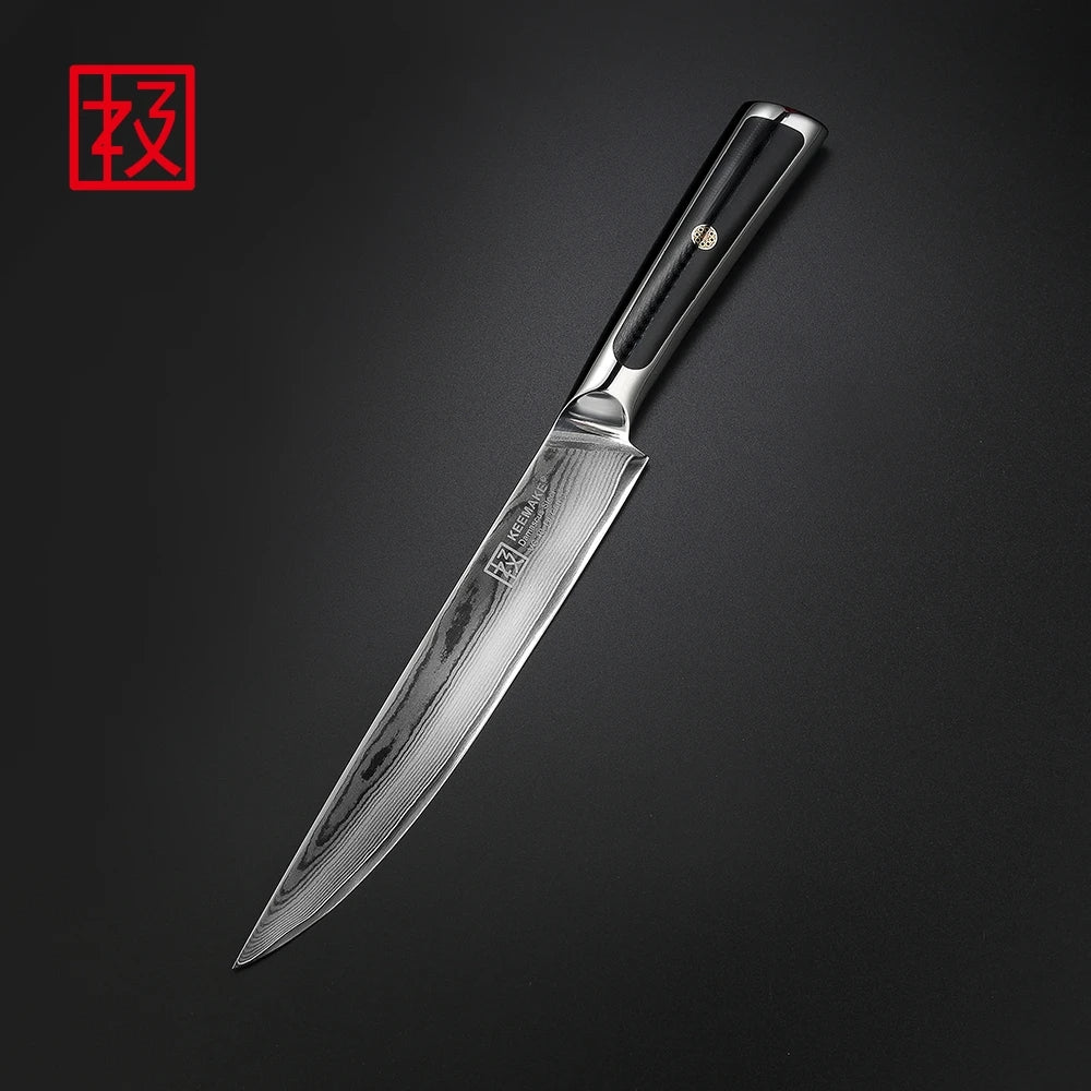Forked knife with black handle on a dark background