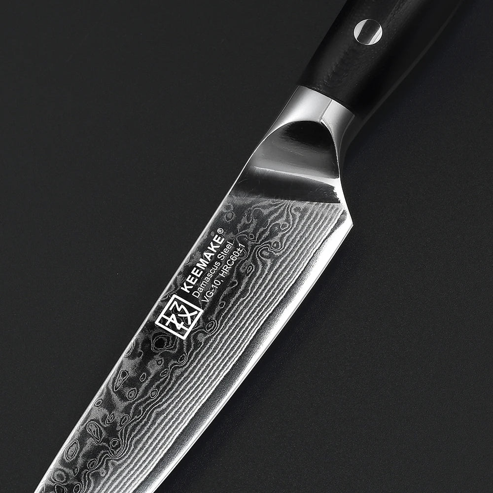 Knife with Damascus pattern on a black background